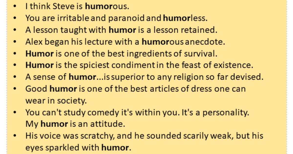 Uses Of Humor In Sentences